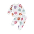 thumbnail image 1 of FEORJGP Little Girl 2Pcs Casual Outfits 0 6M 12M 18M 2T 3T Toddler Baby Long Sleeve Pullovers Bow/Floral Print Sweatshirts Crew Neck Tops + SweatpantsCute Comfy Daily Clothes for Spring Fall, 1 of 8