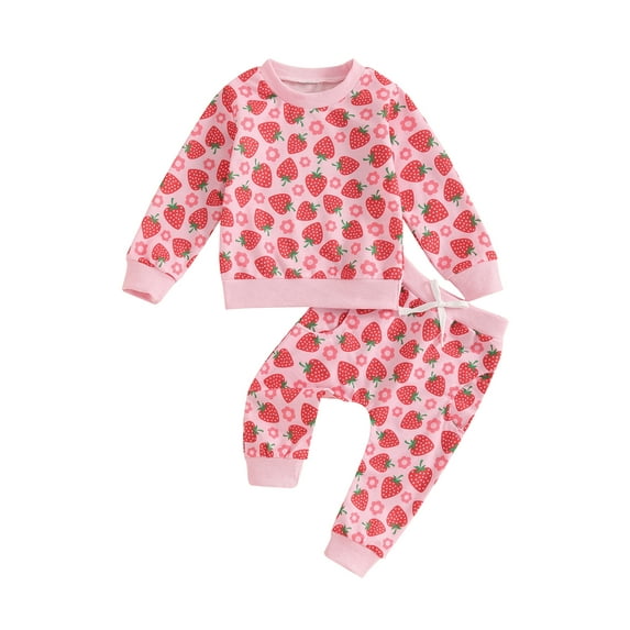 FEORJGP Little Girl 2Pcs Spring Fall Outfits 6M 12M 18M 2T 3T 4T 5T Toddler Baby Long Sleeve Sweatshirts Floral Print Pullovers Crew Neck Tops and Swe Casual Cute Comfy Clothes Set for Daily