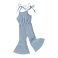 thumbnail image 1 of FEORJGP Little Girl Cami Romper Kids Girls Summer Clothes Sleeveless Jumpsuit Tie Up Ribbed Overalls Flare Leg Long Romper Pants Toddler Solid Color Casual Outifits, 1 of 8