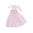 thumbnail image 1 of FEORJGP Little Girl Summer Cami Dress 2-6Y Kids Sleeveless Tie-up Shoulder A-Line Dress Strap Shirred Tulle Patchwork Princess Dress Cute Casual Dress for Daily Party, 1 of 8