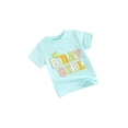 thumbnail image 1 of FEORJGP Little Girl's Birthday Tops 6M 1T 2T 3T 4T Toddler Casual Round Neck T-Shirt Short Sleeve Shirt Letter Heart Embroidery Blouses Infant Girl Cute Casual Daily Summer Clothes, 1 of 9