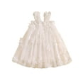 thumbnail image 1 of FEORJGP Little Girl's Cami Tulle Dress 6M 1Y 2Y 3Y 4Y Kids Square Neck Princess Dress Sleeveless A-line Dress 3D Flower Leaf Embroidery Party Dress Infant Toddler Cute Sweet Summer Clothes, 1 of 8