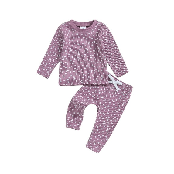 FEORJGP Little Girls 2PCS Casual Clothes Sets 0 6M 12M 18M 2T 3T Toddler Baby Long Sleeve Pullovers O Neck Sweatshirts Floral Print Tops Ribbed Drawstmfy Daily Flower Outfits for Spring Fall