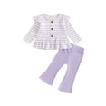 thumbnail image 1 of FEORJGP Little Girls 2Pcs Casual Pants Set 6M 12M 18M 2T 3T 4T Toddler Baby Long Sleeve Pullovers Stripes/Dots/Plaid T-Shirt Crew Neck Tops with SolidCute Comfy Daily Outfits for Spring Fall, 1 of 8