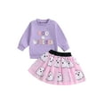 thumbnail image 1 of FEORJGP Little Girls Halloween Skirt Sets 12M 18M 2T 3T 4T 5T Toddler Baby Long Sleeve Pullovers Letter Embroidery Sweatshirts Crew Neck Tops Ghost Emrl Fashion Cute Causal Clothes for Party, 1 of 9