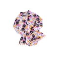 thumbnail image 1 of FEORJGP Little Girls Summer Swimwear Beachwear 1-6Y Kids Onepiece Swimsuit Long Sleeve Jumpsuit Crewneck Rompers Bobble Decor Zip Up Floral Bathing Suit, 1 of 9
