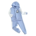 thumbnail image 1 of FEORJGP Toddler 2Pcs Spring Outfits Boys Girls Long Sleeve Hooded Sweatshirt Contrast Color Baseball Jacket Button Hoodies and Elastic Pants Set Kid Loose Casual Clothes Activewear, 1 of 9