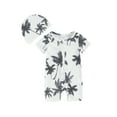 thumbnail image 1 of FEORJGP Toddler Baby Boy 2 Piece Swimwear Set 6M 9M 12M 18M 2Y 3Y Infant Round Neck Jumpsuit Short Sleeve Rompers Zip Up Tree Rash Guard Swimsuit + Swim Cap Summer Beach Wear, 1 of 9