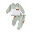 thumbnail image 1 of FEORJGP Toddler Baby Boy Casual Clothes 0 6M 12M 18M 2T 3T Infant Long Sleeve Sweatshirts Contrast Colors Pullpvers Crew Neck Tops and Elastic Pants SDaily Track Suit Outfits for Spring Fall, 1 of 9