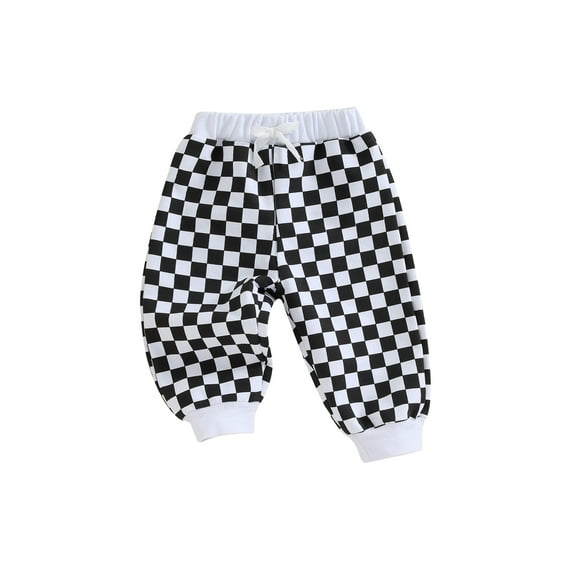 FEORJGP Toddler Baby Boy Long Sweatpants Infant Checkerboard Patchwork Trousers Elastic Jogger Pants Loose Casual Bottoms for Newborn Kids Spring Fall Clothes