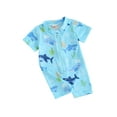 thumbnail image 1 of FEORJGP Toddler Baby Boy One-Piece Swimsuit 3M 6M 1T 2T 3T Infant Rash Guard Swimwear Cute Print Short Sleeve Jumpsuit Crew Neck Romper Zip Front Bathing Suit Beachwear, 1 of 9