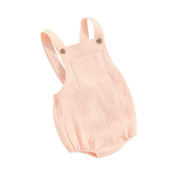 FEORJGP Toddler Baby Cotton Linen Overalls 0-2Y Infant Boys Girls Sleeveless Jumpsuit Newborn Neck Backless Romper Solid Color Cross Backless Bodysuit Loose Casual Daily Clothes for Summer