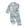 thumbnail image 1 of FEORJGP Toddler Baby Easter Satin Pajamas Set Kids Boys Girls Cartoon Loungewear Outfit Long Sleeve Shirt Lapel Collar T-shirt Bunny Print Button Tops Waist Pants Loose Casual Soft Sleepwear, 1 of 9