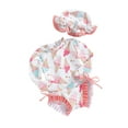 thumbnail image 1 of FEORJGP Toddler Baby Girl Rash Guard Swimsuit 0-2Y Long Sleeve Jumpsuit Crew Neck Rompers Floral/Ice Cream Print Bathing Suit Infant Swimwear with Sun Hat Beachwear, 1 of 9