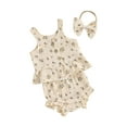 thumbnail image 1 of FEORJGP Toddler Baby Girl Summer Set Infant 0-2Y Round Neck Vest Sleeveless Camisole Floral Print Tank Tops + Elastic Waist Frill Trim Shorts + Headband Newborn 3 Piece Cute Casual Outfits, 1 of 9