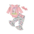 thumbnail image 1 of FEORJGP Toddler Baby Girls 3PCS Sets 0-18M Infant Long Sleeve Jumpsuits Elephant Print Crew Neck Rompers Floral Pants Headband Sets Kids Little Girl Fashion Cute Casual Clothes for Spring Fall, 1 of 8
