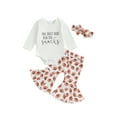 thumbnail image 1 of FEORJGP Toddler Baby Girls 3Pcs Spring Fall Outfits 0 3M 6M 12M 18M Infant Long Sleeve Rompers Crew Neck Jumpsuits Letter Print Bodysuits + Football Phion Casual Cute Comfy Clothes for Daily, 1 of 9