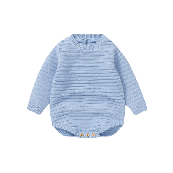 FEORJGP Toddler Baby Girls Boys Sweater Rompers 1M-18M Infant Long Sleeve Knitted Bodysuits Casual Chunky Cable Knitwear Jumpsuits for Newborn Little Girl Boy Fashion Cozy Basic Solid Cute Clothes