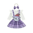 thumbnail image 1 of FEORJGP Toddler Baby Girls Halloween Skirt Set 0-24M Infant Long Sleeve Rompers Solid Crew Neck Jumpsuits Ghost Suspender Skirt Bow Headband Kids Littte Casual Clothes for Daily Party Summer, 1 of 9
