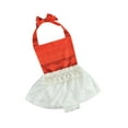thumbnail image 1 of FEORJGP Toddler Baby Girls Summer Clothes Infant Sleeveless Camisole Romper Tie-up Halterneck Jumpsuit Lace Tulle Patchwork Bodysuit Dress Cute Clothes for Casual Daily, 1 of 9