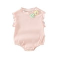 thumbnail image 1 of FEORJGP Toddler Baby Girls Summer Rompers Newborn Round Neck Sleeveless Overalls 3D Flowers Ribbed Knit Jumpsuit Bodysuits Infant Cute Casual Clothes, 1 of 9
