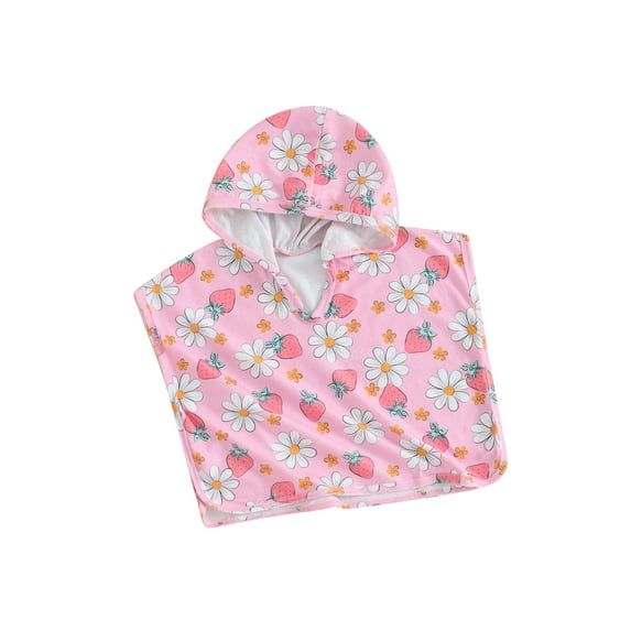 FEORJGP Toddler Baby Girls Swimsuit Cover up 0-2Y Infant Summer Hoodie Swimwear Floral Print Beachwear Outwear Rash Guards Coverups for Loose Cute Bathing Suit