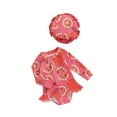 thumbnail image 1 of FEORJGP Toddler Baby Girls Swimsuit Infant Summer Swimwear Long Sleeve Bikini Crew Neck Romper Floral Fruit Print Jumpsuit with Hat Kids Girl Cute Bathing Suit Beachwear, 1 of 10