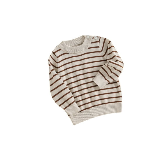 FEORJGP Toddler Baby Sweater Infant Boys Girls Long Sleeve Knitwear Pullover Crew Neck Knit Jumper Striped Winter Warm Newborn Loose Casual Clothes