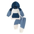 thumbnail image 1 of FEORJGP Toddler Boy Autumn 2PCS Outfit Sets 0-3T Infant Baby Casual Track Suits Long Sleeve Hoodies Sweatshirts O Neck Pullovers Contrast Color Hoodedoys Fashion Cute Comfy Clothes for Daily, 1 of 8