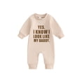 thumbnail image 1 of FEORJGP Toddler Boy Girl One-piece Rompers 0 3M 6M 12M 18M Infant Baby Round Neck Bodysuits Letter Print Long Sleeve Jumpsuits Full Length Playsuits Khion Cute Casual Clothes for Spring Fall, 1 of 8
