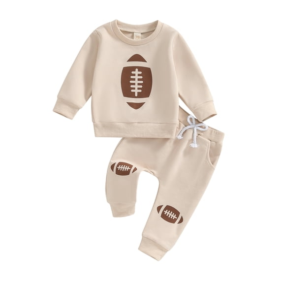 FEORJGP Toddler Boys Girls Casual Sweat Pants Set 3M 6M 12M 18M 2T 3T Infant Baby Long Sleeve Sweatshirts Football Print Pullovers Round Neck Tops Swerl Fashion Comfy Outfits for Spring Fall