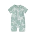 thumbnail image 1 of FEORJGP Toddler Boys Rash Guard Swimsuit 3M 6M 12M 18M 2Y 3Y Infant Baby One-piece Zipper Swimwear Short Sleeve Jumpsuit Crewneck Rompers Starfish Print Sun Protection Beachwear for Summer Vacation, 1 of 8