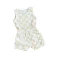 thumbnail image 1 of FEORJGP Toddler Boys Summer Outfits 3M 6M 1T 2T 3T Infant Baby Sleeveless Vest Tropical Tree Checkerboard Print Tank Tops Crew Neck Waistcoat T-shirt horts Sets Casual Fashion Daily Clothing, 1 of 9