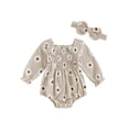 thumbnail image 1 of FEORJGP Toddler Girl 2PCS Floral Outfits 0 3M 6M 9M 12M 18M Newborn Long Sleeve Jumpsuits Square Neck Bodysuits Flower Print Rompers with Hairband Kidsual Comfy Daily Clothes for Spring Fall, 1 of 7