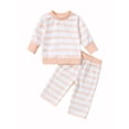 thumbnail image 1 of FEORJGP Toddler Girls 2Pcs Basic Outfits 0-3T Infant Baby Long Sleeve Pullovers T-Shirts Striped Print Sweatshirts Crew Neck Tops and Elastic Pants Seomfy Cute Casual Clothes for Spring Fall, 1 of 9
