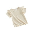 thumbnail image 1 of FEORJGP Toddler Girls Fly Sleeve T-Shirts Kids Baby Crew Neck Shirts Solid Color Ribbed Knit Tops Littel Girl Summer Casual Fashion Clothes, 1 of 9