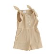 thumbnail image 1 of FEORJGP Toddler Girls Summer Rompers 6M 1T 2T 3T 4T Kids Solid Color Sleeveless Overalls Ribbed Knitted Jumpsuit Shorts Baby Button Bodysuits Suspender Shorts Infant Loose Casual Clothes, 1 of 9