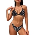 thumbnail image 1 of FEORJGP Women Beach Bikini Set Ladies Sleeveless Tie-up Bra Bustier with Low Waist Briefs Thong Bathing Suit 2-piece Swimsuit Sexy Fashion Swimwear, 1 of 7