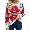 thumbnail image 1 of FEORJGP Women Christmas Sweater Long Sleeve Knitwear Pullover Crew Neck Knit Jumper Geometric Embroidery Winter Knitted Chunky Cable Tops, 1 of 9