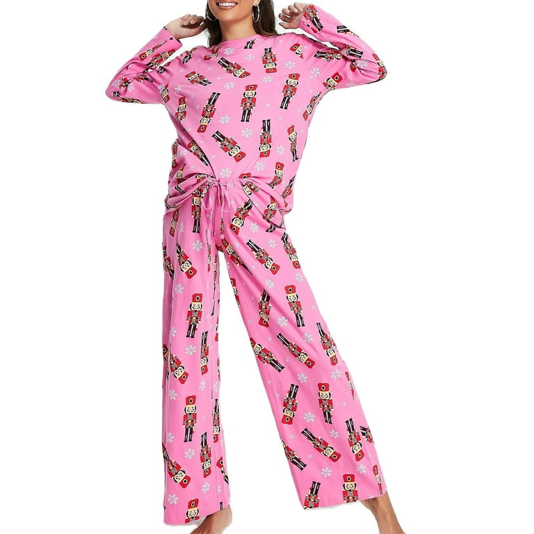 FEORJGP Women Pajama Set Teen Girls Loungewear Long Sleeve Shirt