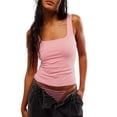 thumbnail image 1 of FEORJGP Women Sexy Summer Camisoles Ladies Sqaure Neck Vests Sleeveless Cropped Tank Tops Solid Color Slim Fit Blouses Fashion Cool Clothes Streetwear, 1 of 5
