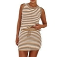 thumbnail image 1 of FEORJGP Women Summer Knit Skirts Outfits Ladies Elegant Sleeveless Vest Stripe Round Neck Knit Tank Tops Drawstring Mini Skirts Soft Comfy Fashion Vintage 2 Pieces Clothes Set Streetwear, 1 of 4
