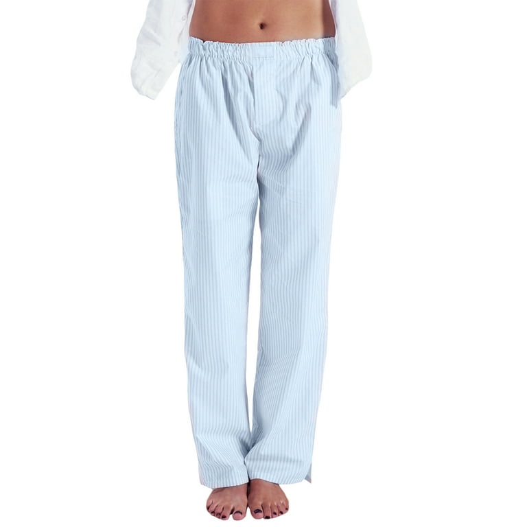 Women casual loose blue striped wide leg pants Women casual loose blue striped wide leg pants