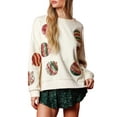 thumbnail image 1 of FEORJGP Women’s Christmas Sweatshirts Long Sleeve Pullovers Sparkle Ball Print Jumpers Crew Neck Oversized Tops Loose Casual Spring Fall Clothes, 1 of 9