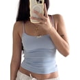 thumbnail image 1 of FEORJGP Women's Cute Cami Tops Ladies Slim Scoop Neck Camisole Backless 3D Bow Solid Color Adjustable Spaghetti Strap Ceopped Tank Tops for Summer, 1 of 7