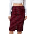 thumbnail image 1 of FEORJGP Women's Elegant Midi Skirt High Waist Bodycon Skirt Houndstooth Print Skirt Slit Hem Pencil Skirt Casual Summer Bottom S-XL for Work Party Commute, 1 of 9