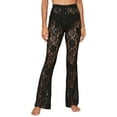 thumbnail image 1 of FEORJGP Women’s Sexy Sheer Lace Pants Ladies High Waist Trousers See Through Flare Pants Bell-Bottoms Beachwear Streetwear, 1 of 6