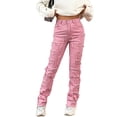 thumbnail image 1 of FEORJGP Women's Spring Autumn Denim Pants Solid Color Trousers Mid Rise Sweatpants Slim Fit Straight Leg Patch Jeans Casual Daily Bottom, 1 of 7