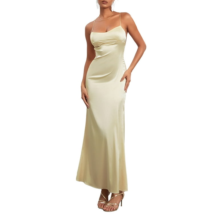 Solid Color Spaghetti Straps Sleeveless Evening Dress Solid Color Spaghetti Straps Sleeveless Evening Dress