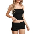 thumbnail image 1 of FEORJGP Women's Summer Shorts Outfits Ladies Sleeveless Camisole Solid Color Slim Vest Cropped Cami Tops with Elastic Waist Shorts Set Cute Casual Clothes Streetwear, 1 of 9
